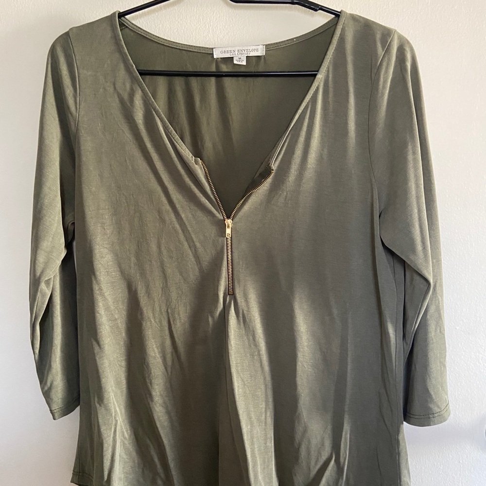 Zipper-front Blouse